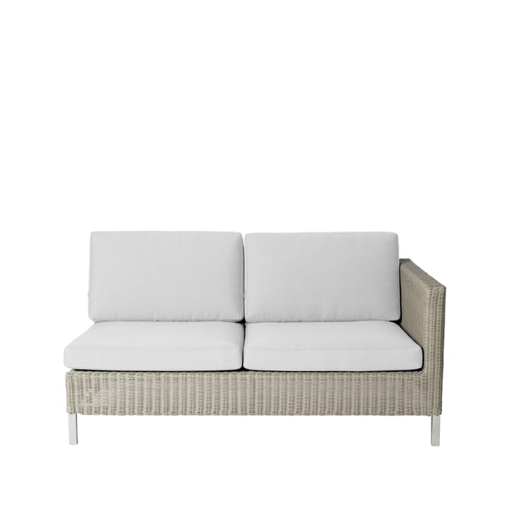 Connect Modulsofa - 2-Sitzer taupe, links, weiße Kissen - Cane-line