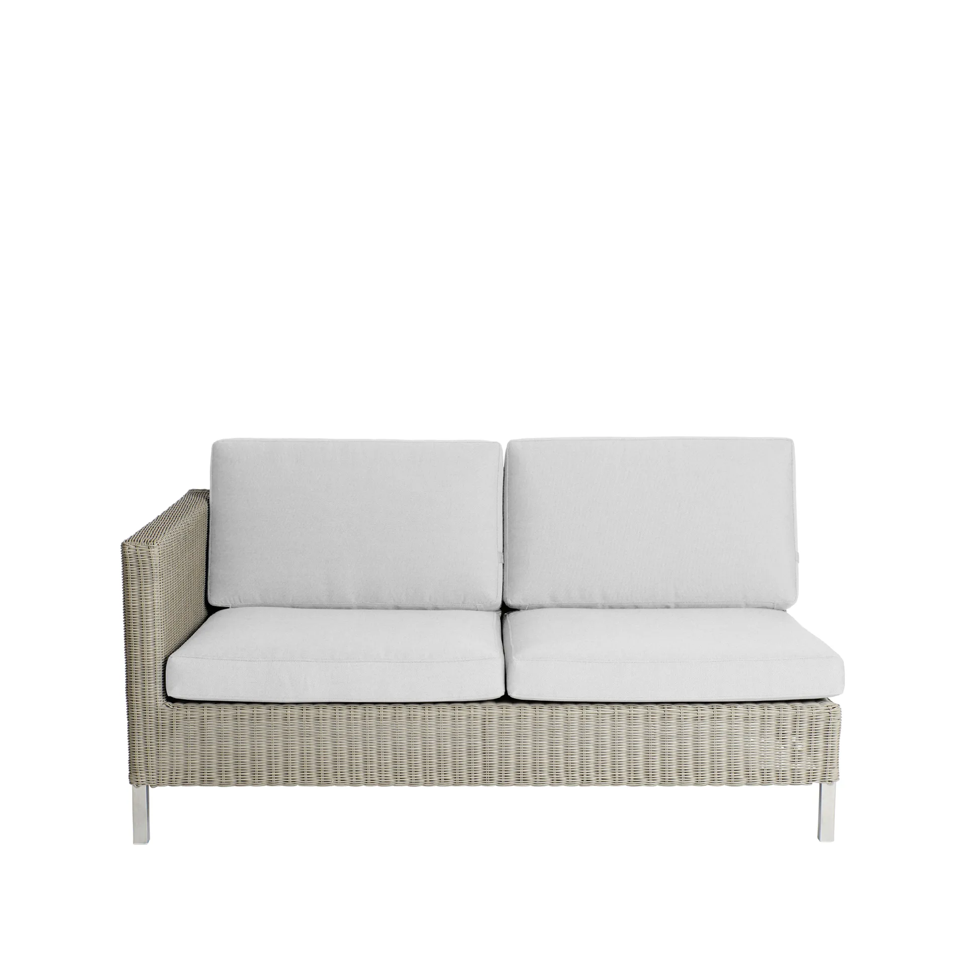 Connect Modulsofa, 2-Sitzer Taupe, rechts, weiße Kissen Cane-line