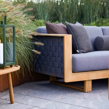 Ecksofa 3-Sitzer - Dark Grey, Teak - Cane-line