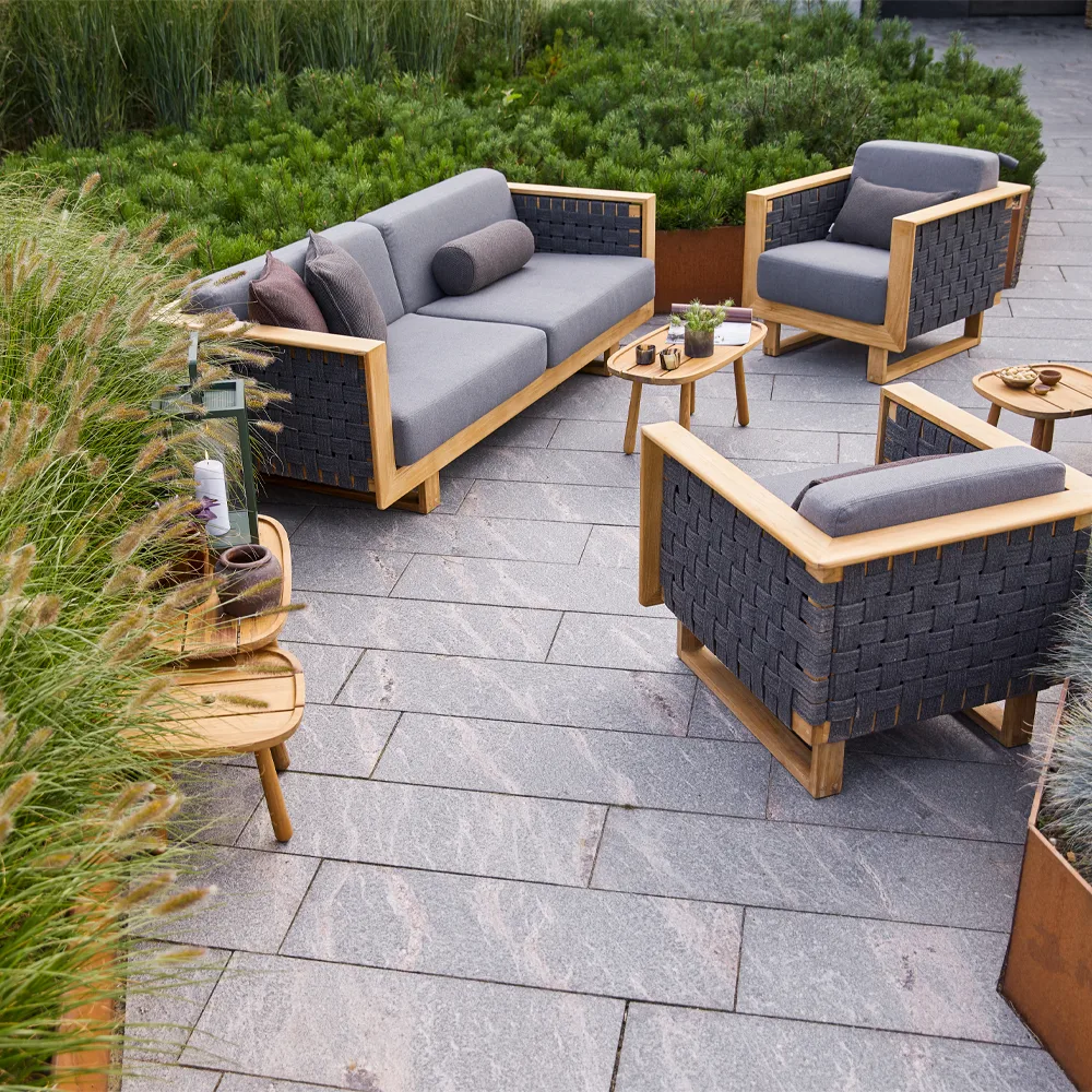 Ecksofa 3-Sitzer, Dark Grey, Teak Cane-line