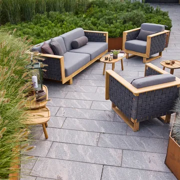 Ecksofa 3-Sitzer - Dark Grey, Teak - Cane-line