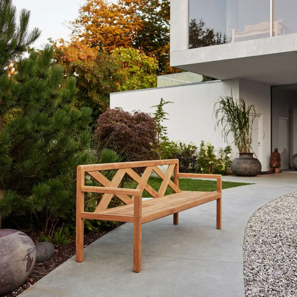 Grace 3-Sitzer Bank, Dark Grey, Teak Cane-line