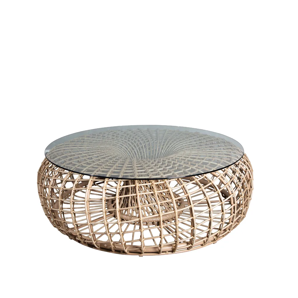 Nest Tisch/Hocker, Natural, groß, inkl. Glasscheibe Cane-line