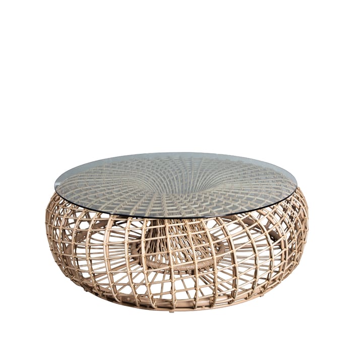 Nest Tisch/Hocker - Natural, groß, inkl. Glasscheibe - Cane-line