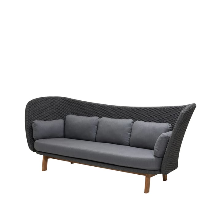 Peacock Rope 3-Sitzer Sofa - Cane-Line Matt Dark Grey, inkl. graue Kissen, Beine aus Teak - Cane-line