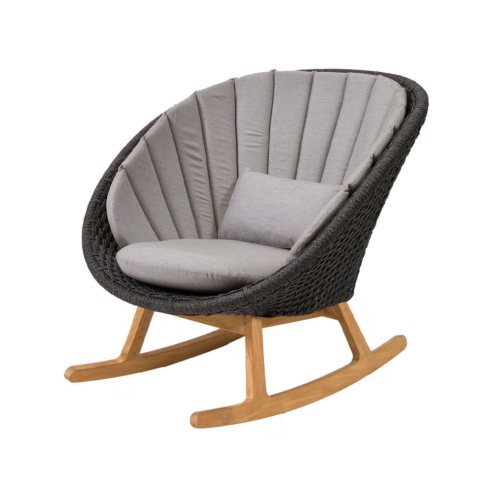 Cane-line Peacock Schaukelstuhl Cane-Line Matt Grey-Cane-Line Soft Rope-Teak