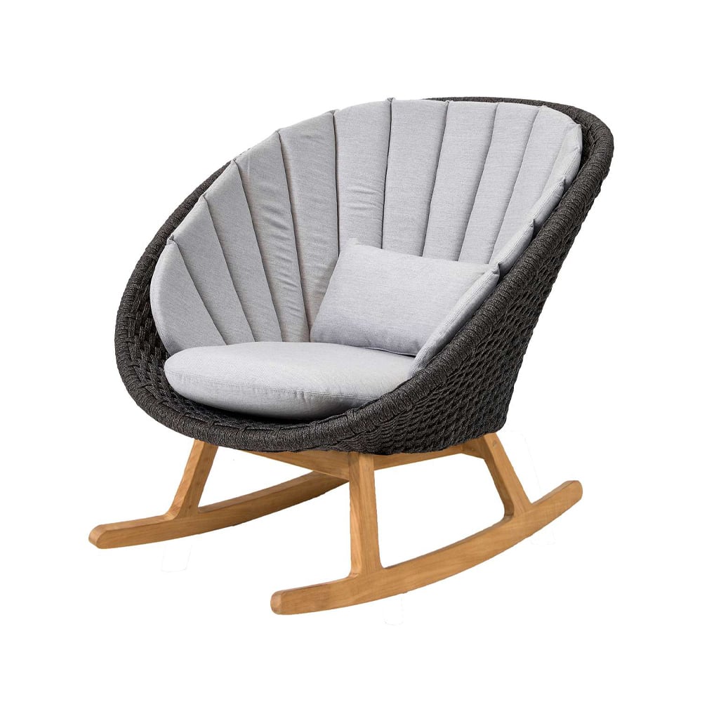 Cane-line Peacock Schaukelstuhl Cane-Line Matt Light Grey, Cane-Line Soft Rope, Teak