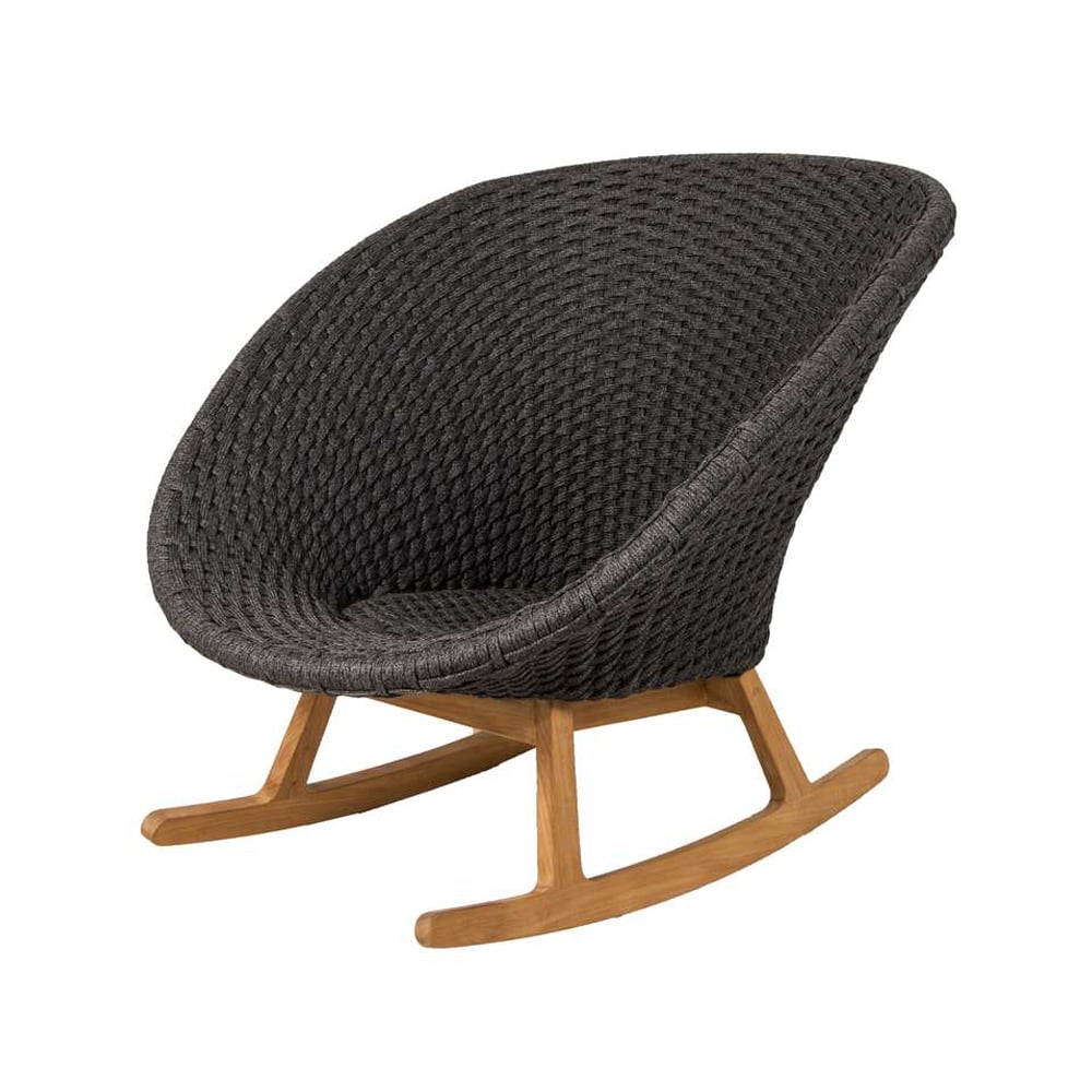 Cane-line Peacock Schaukelstuhl Dark Grey, Cane-Line Soft Rope, Teak