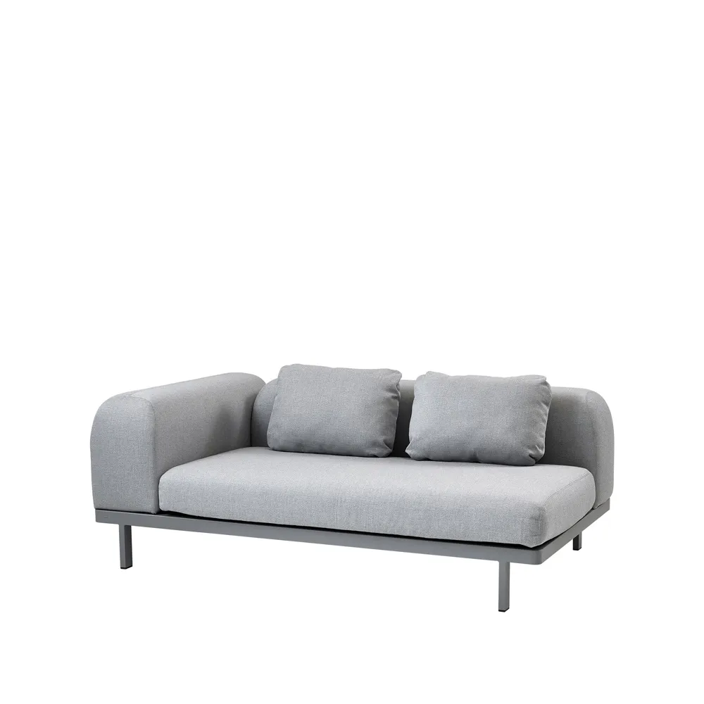 Space Modulsofa 2-Sitzer light grey, Linker-graues Aluminiumständer Cane-line