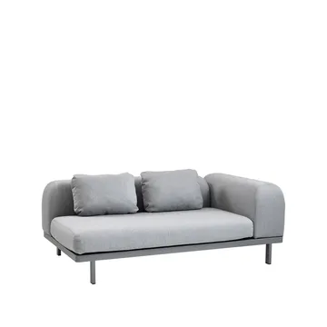 Space Modulsofa 2-Sitzer light grey - Rechts-Graues Aluminiumstativ - Cane-line
