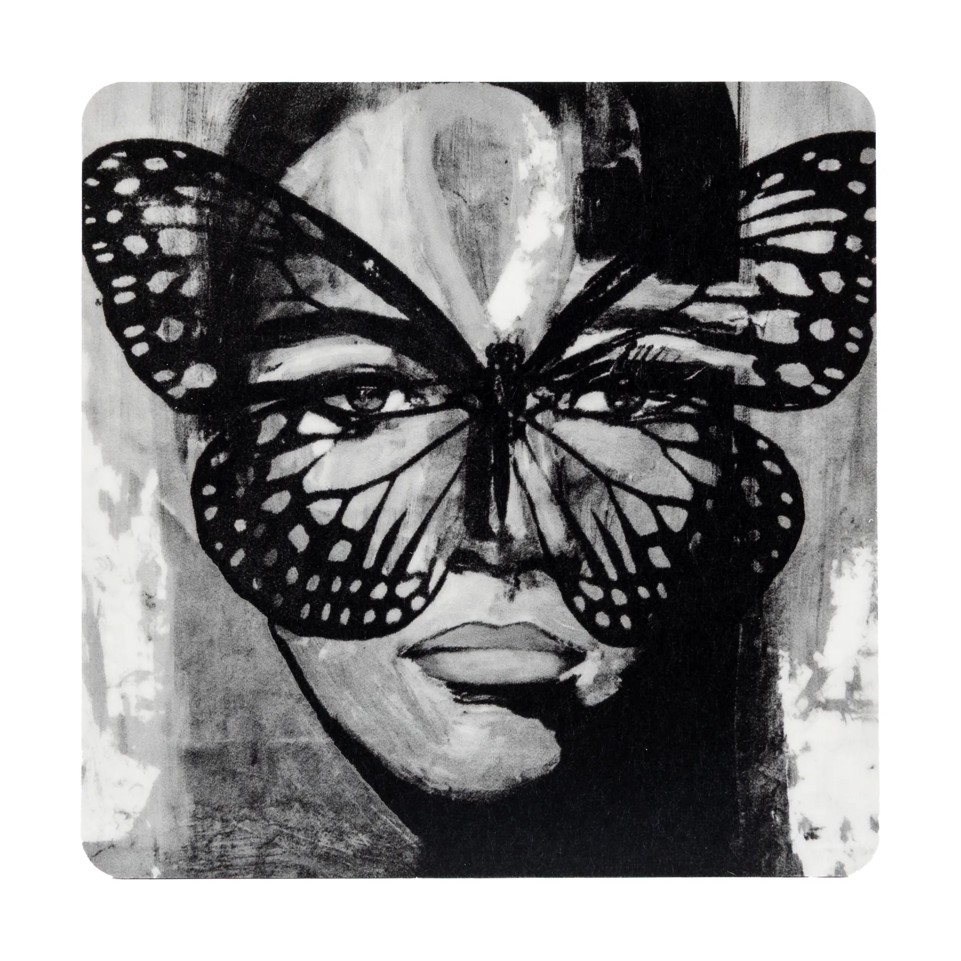 Golden Butterfly Glasuntersetzer 9x9 cm, Black-white Carolina Gynning