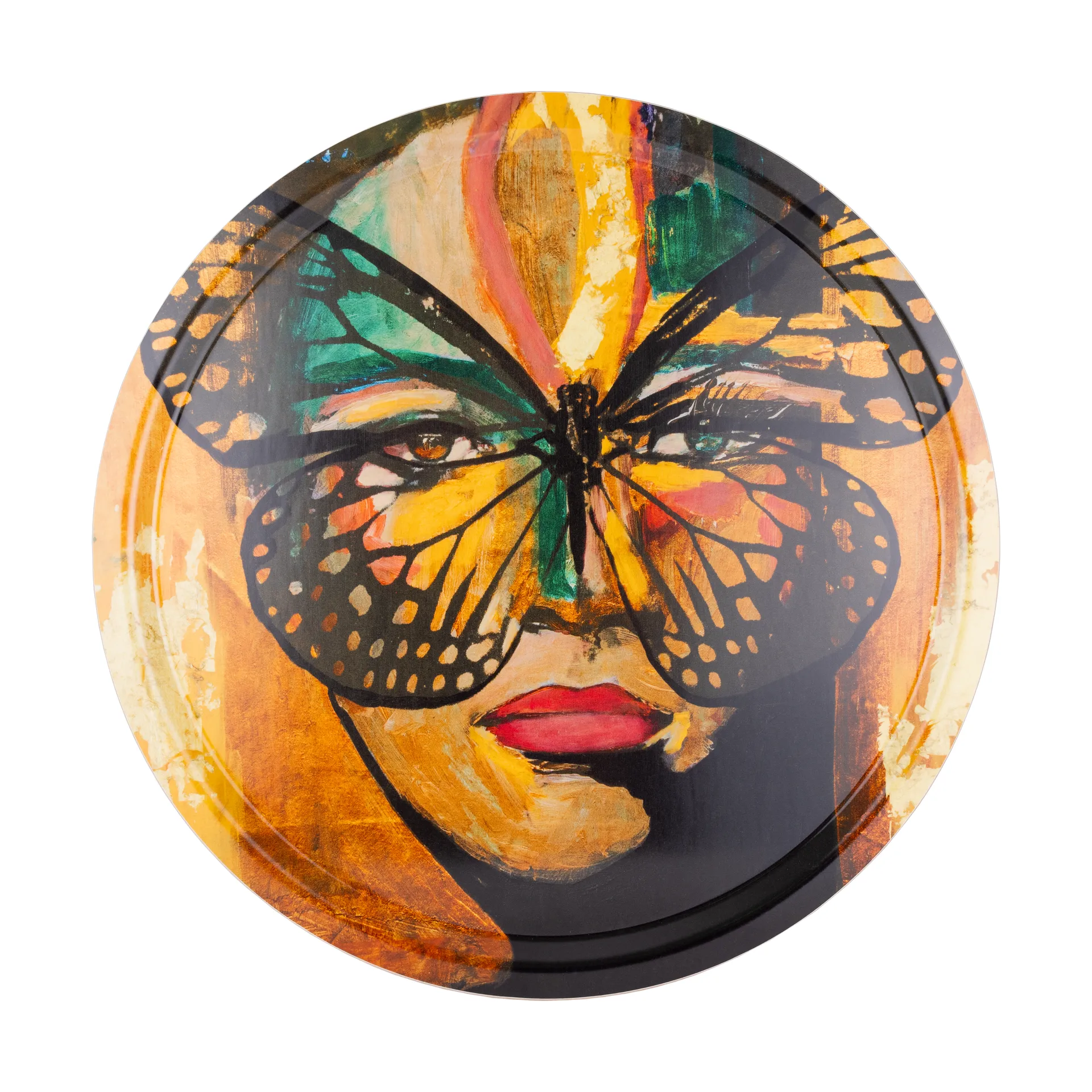 Golden Butterfly Tablett Ø46 cm, Orange-black Carolina Gynning