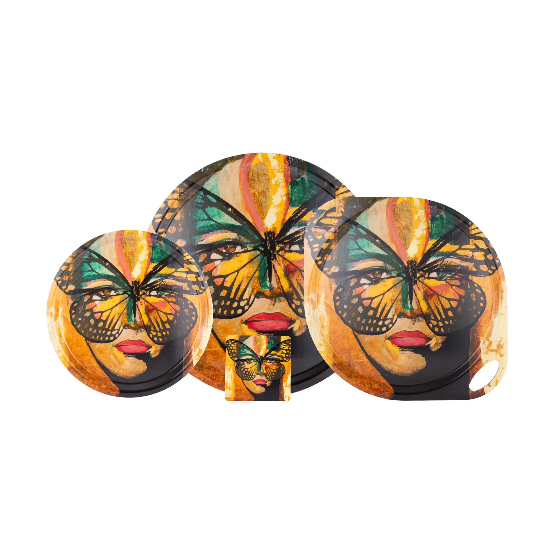 Golden Butterfly Tablett Ø46 cm, Orange-black Carolina Gynning