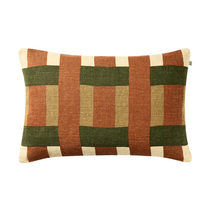 Benaras Kissenbezug - Apricot Orange-Khaki-Cactus Green, 40x60 cm - Chhatwal & Jonsson