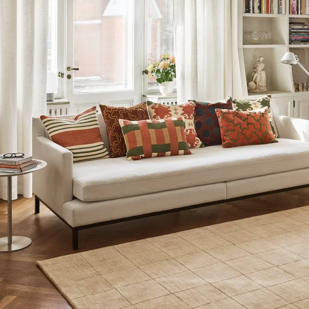 Benaras Kissenbezug, Apricot Orange-Khaki-Cactus Green, 40x60 cm Chhatwal & Jonsson