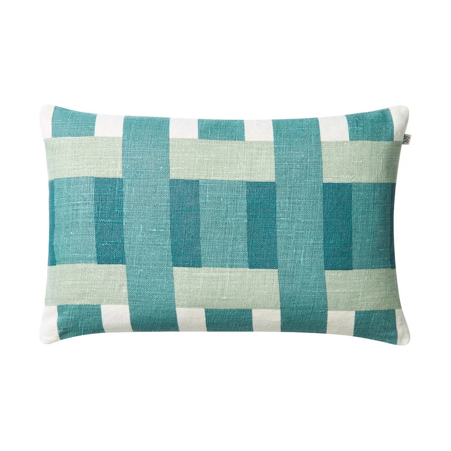 Benaras Kissenbezug, Heaven blue-aqua-palace blue, 40x60 cm Chhatwal & Jonsson