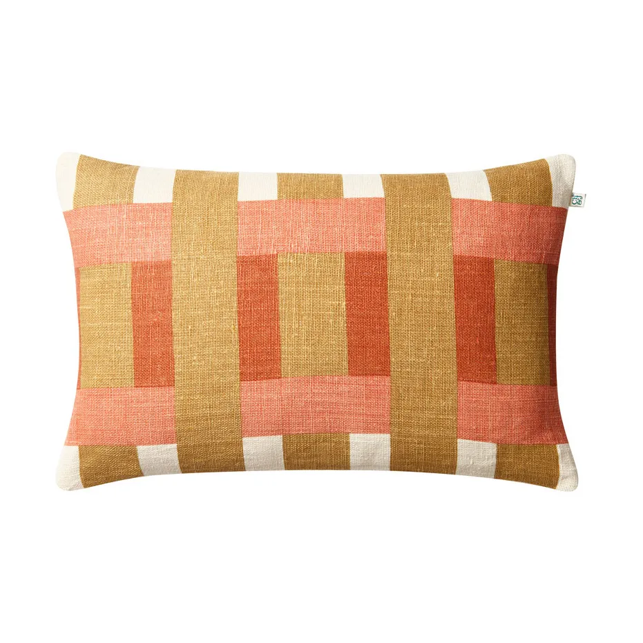 Benaras Kissenbezug, Khaki-rose-apricot orange, 40x60 cm Chhatwal & Jonsson