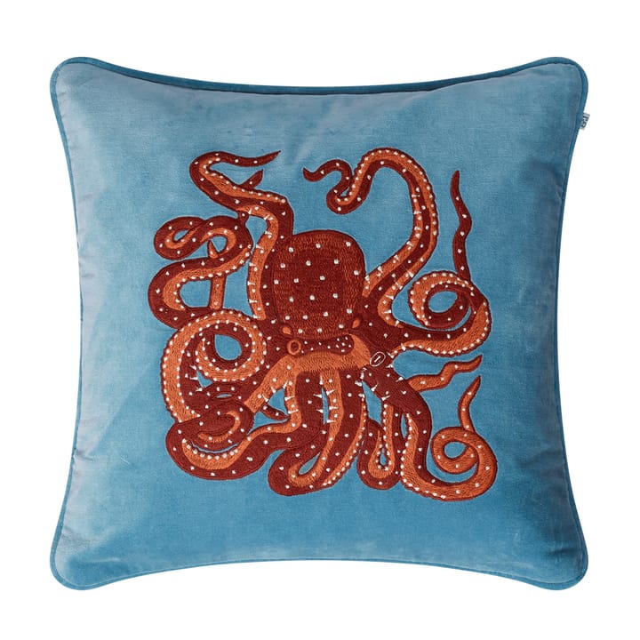 Embroidered Octopus Kissenbezug 50 x 50cm - Heaven blue-orange-rosa - Chhatwal & Jonsson