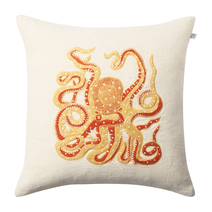 Embroidered Octopus Kissenbezug 50 x 50cm - Spicy yellow-orange - Chhatwal & Jonsson
