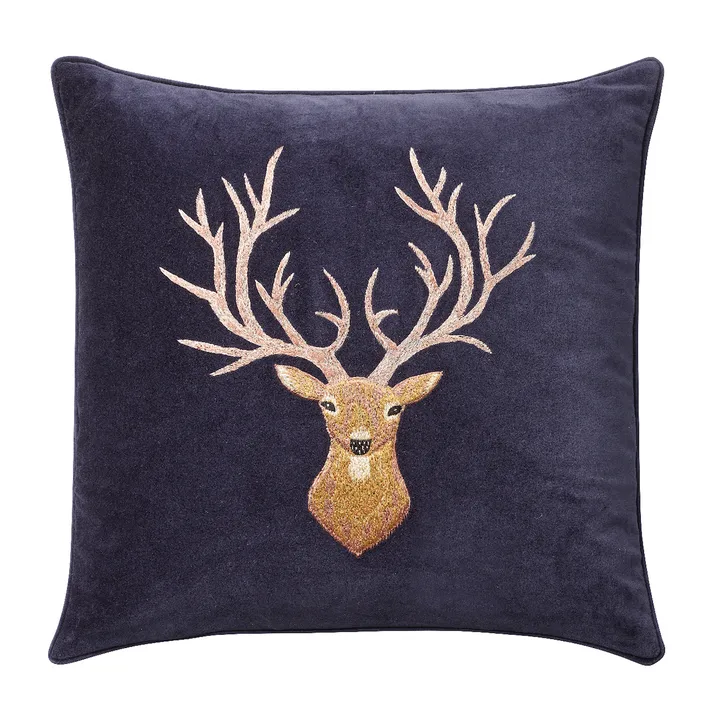 Embroidered Reindeer Kissenbezug 50 x 50 cm - Navy - Chhatwal & Jonsson