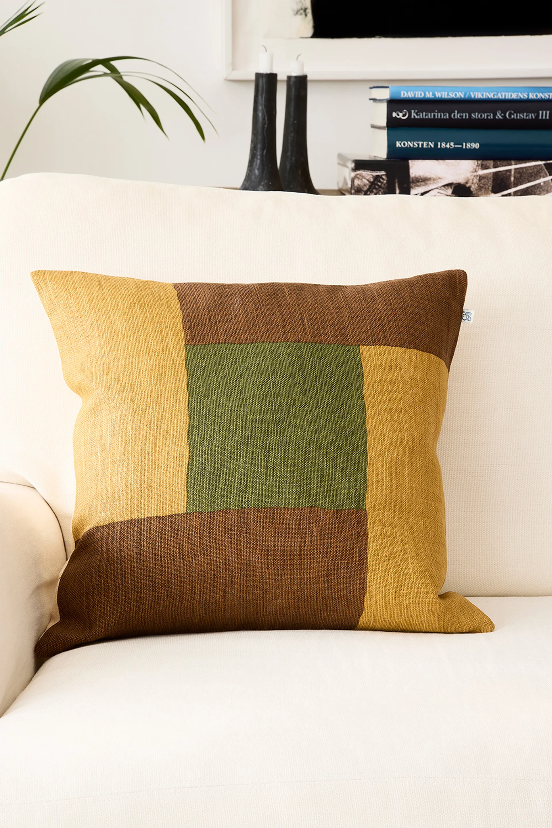 Halo Kissenbezug 50 x 50cm, Taupe-Spicy Yellow-CactusGreen Chhatwal & Jonsson