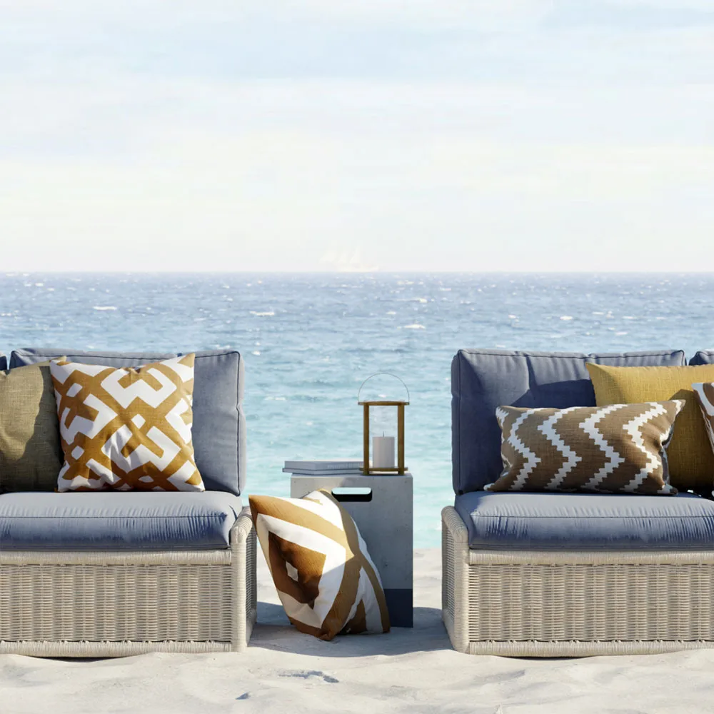 Ikat Sema Kissen, Blue/off white, 40cm Chhatwal & Jonsson