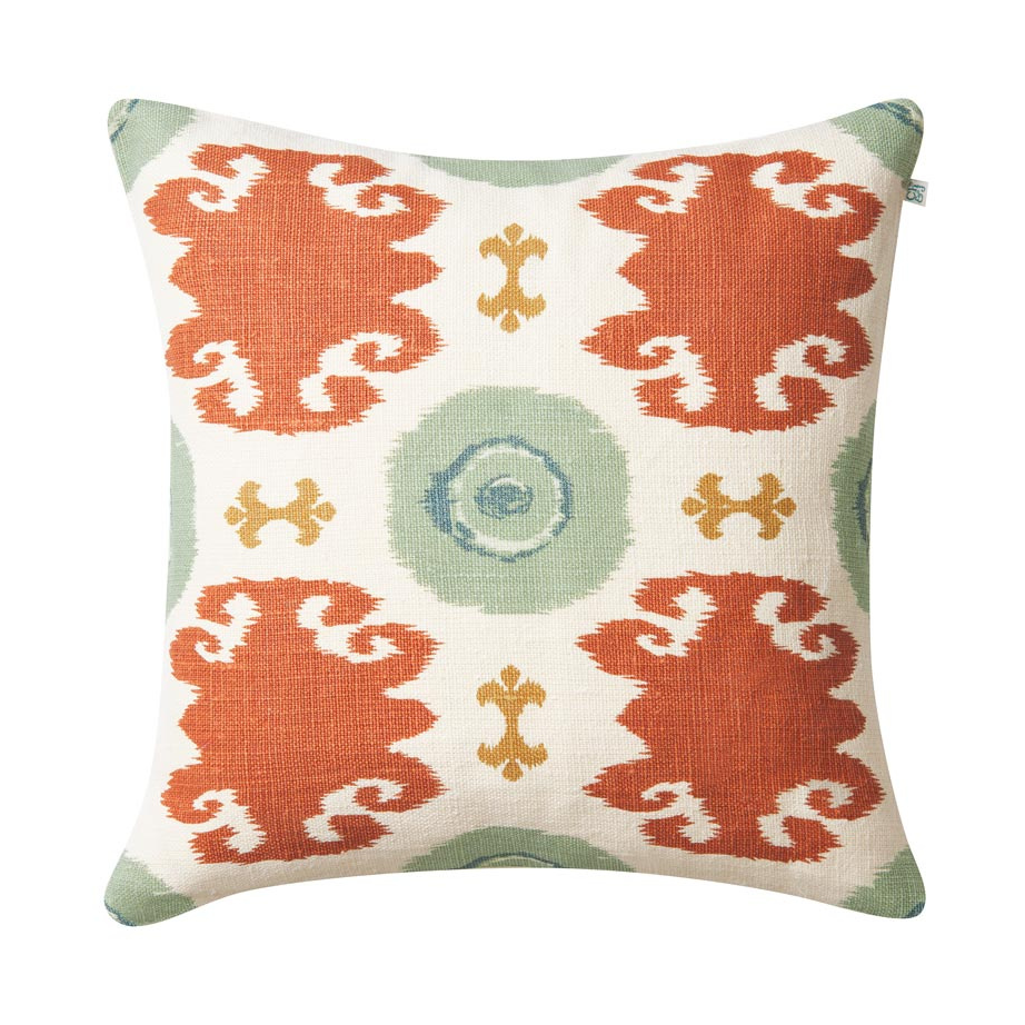 Chhatwal & Jonsson Mahal Kissenbezug 50x50 cm Aqua-heaven blue-apricot-khaki