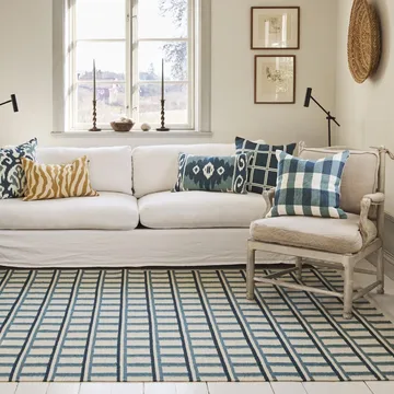 Mysore Wollteppich 180x270 cm - Off-White-Himmelblau - Chhatwal & Jonsson