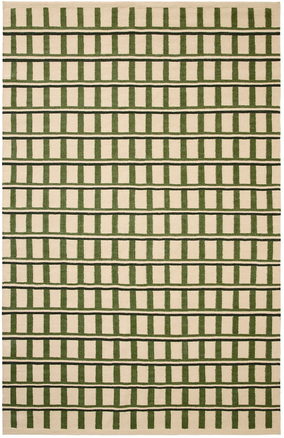 Chhatwal & Jonsson Mysore Wollteppich Off white-green-dark green, 180×270 cm