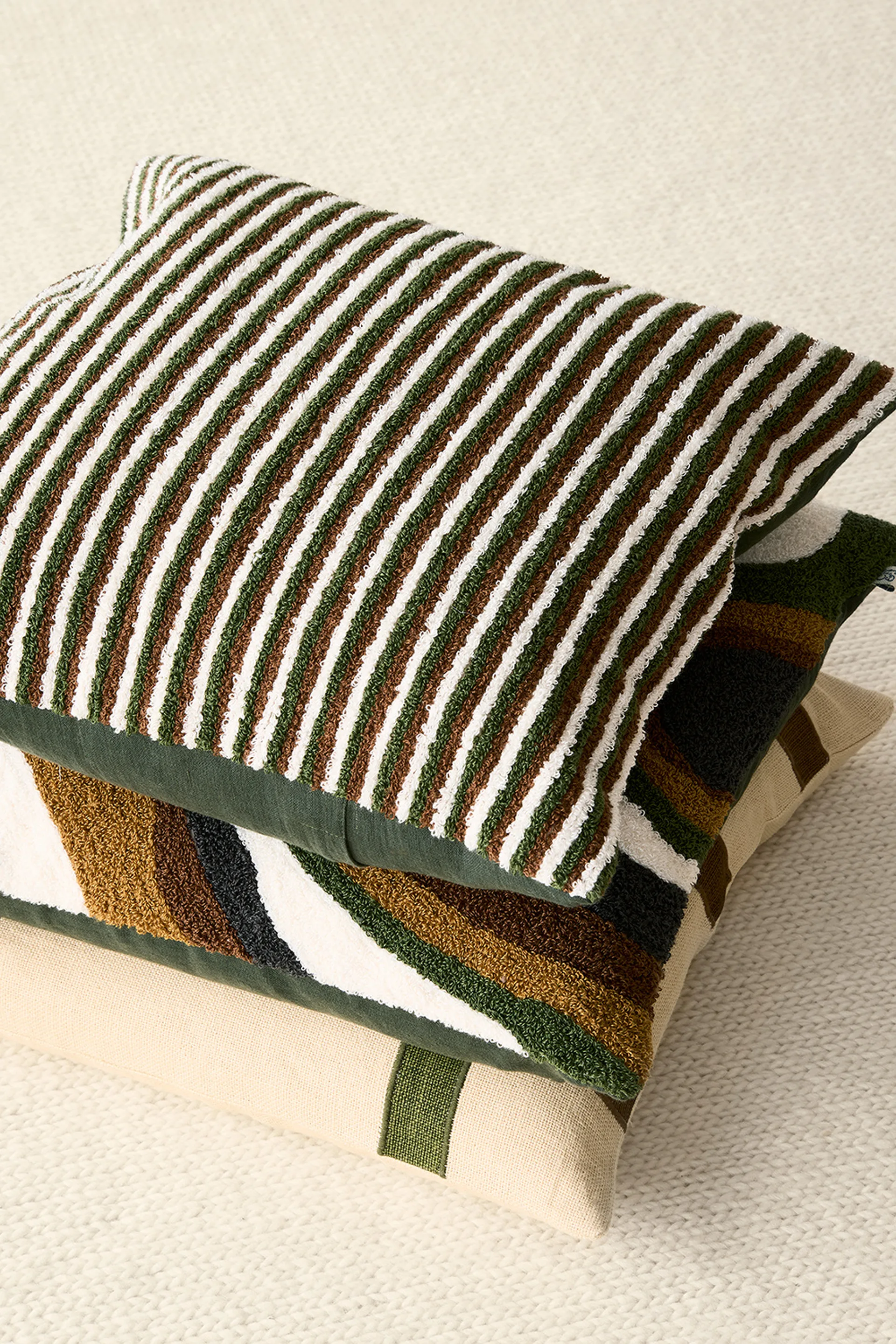 Raipur Kissenbezug 50 x 50cm, Cognac-Cactus Green-Off White Chhatwal & Jonsson