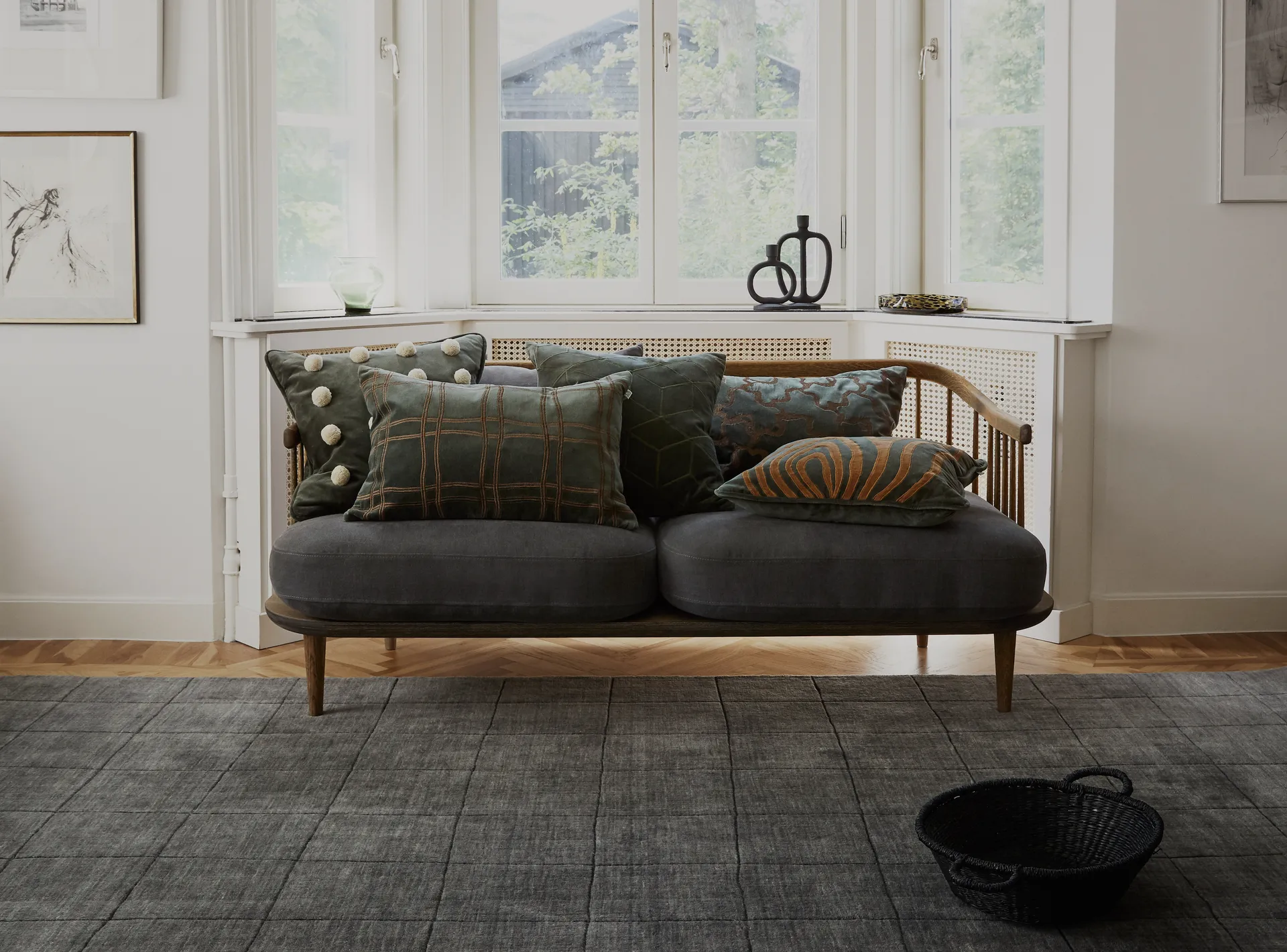 Tattersall Kissenbezug 40 x 60cm, Forest green-cognac Chhatwal & Jonsson