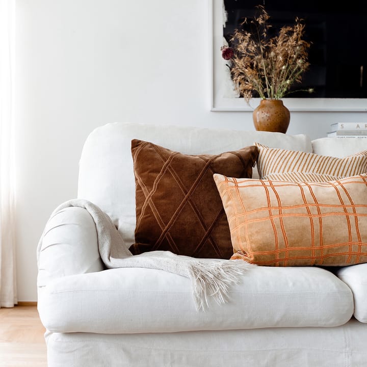 Tattersall Kissenbezug, Masala yellow/orange, 60 x 40cm Chhatwal & Jonsson