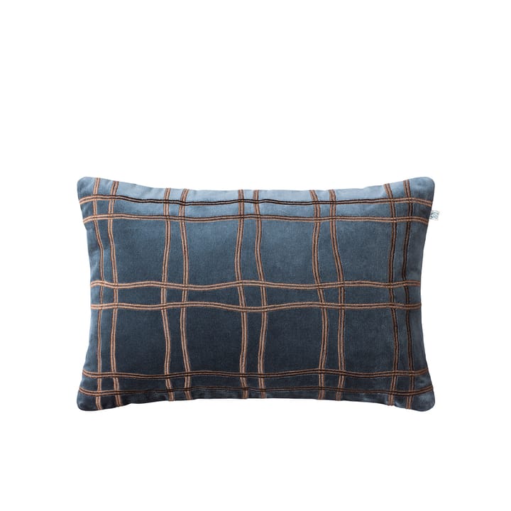 Tattersall Kissenbezug - Sea blue/cognac, 60 x 40cm - Chhatwal & Jonsson