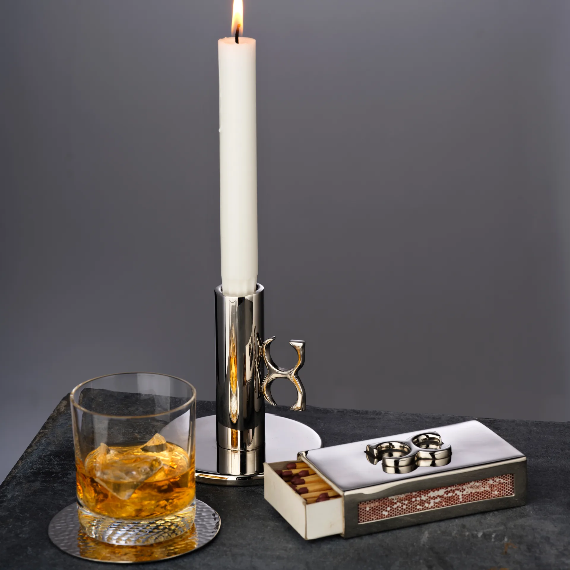 Glasuntersetzer hammered Ø10cm 4er Pack, Messing vernickelt Classic Collection