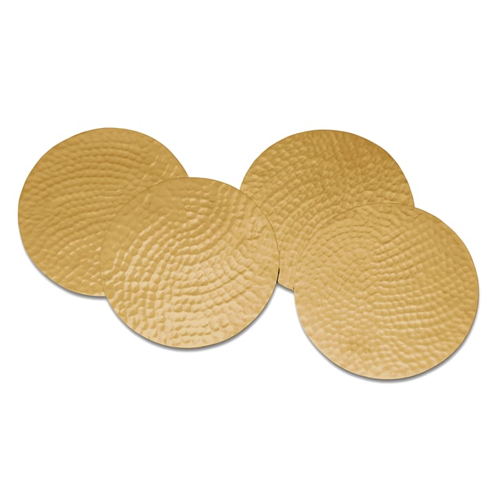 Glasuntersetzer hammered Ø10cm 4er Pack - Messing - Classic Collection