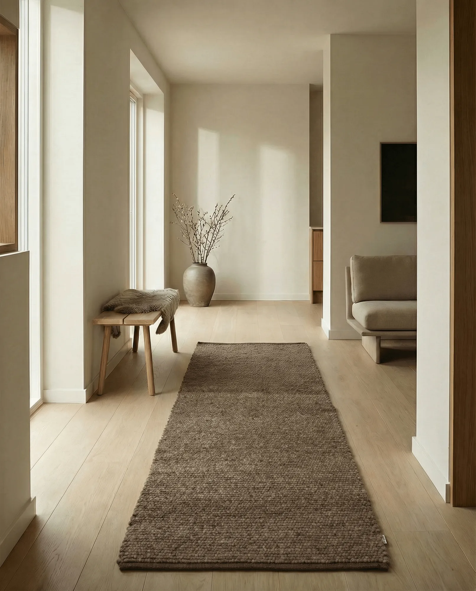 Merino Flurteppich, Braun, 80x250 cm Classic Collection