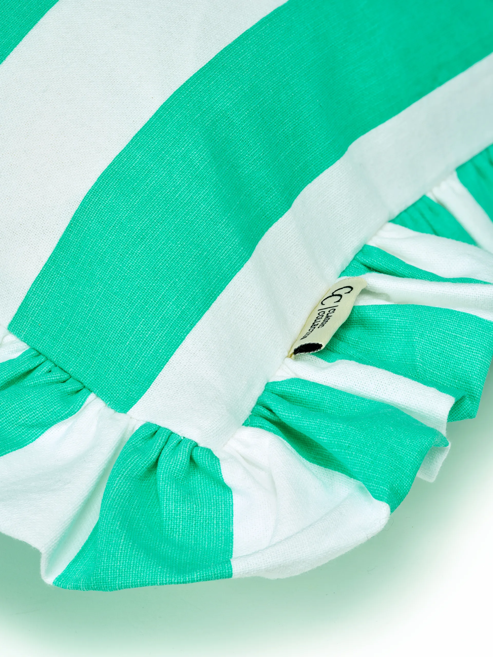 Ruffle Stripes Kissenbezug 50x50 cm, Sage Classic Collection