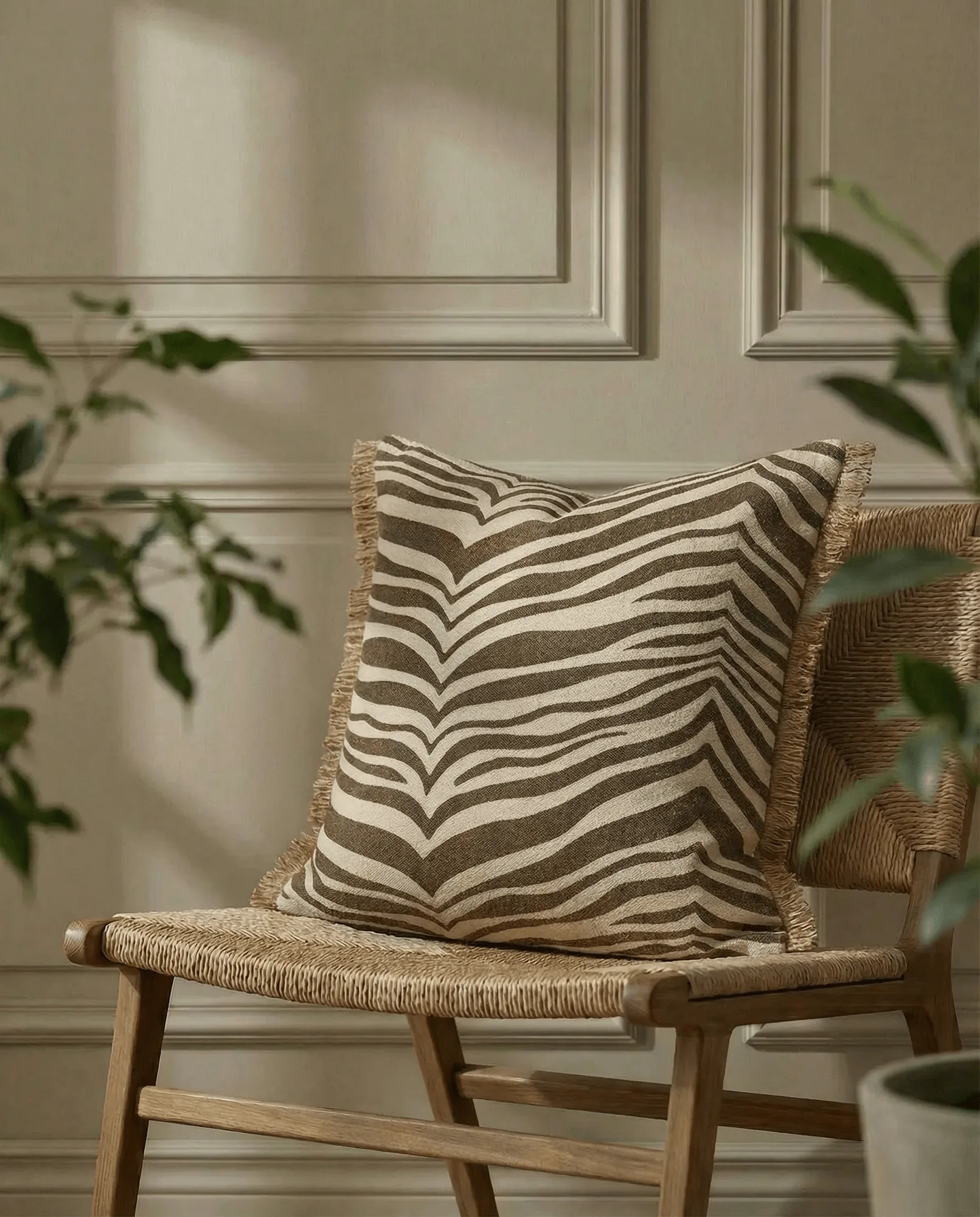 Zebra Kissen, Braun-Natur, 50x50 cm Classic Collection