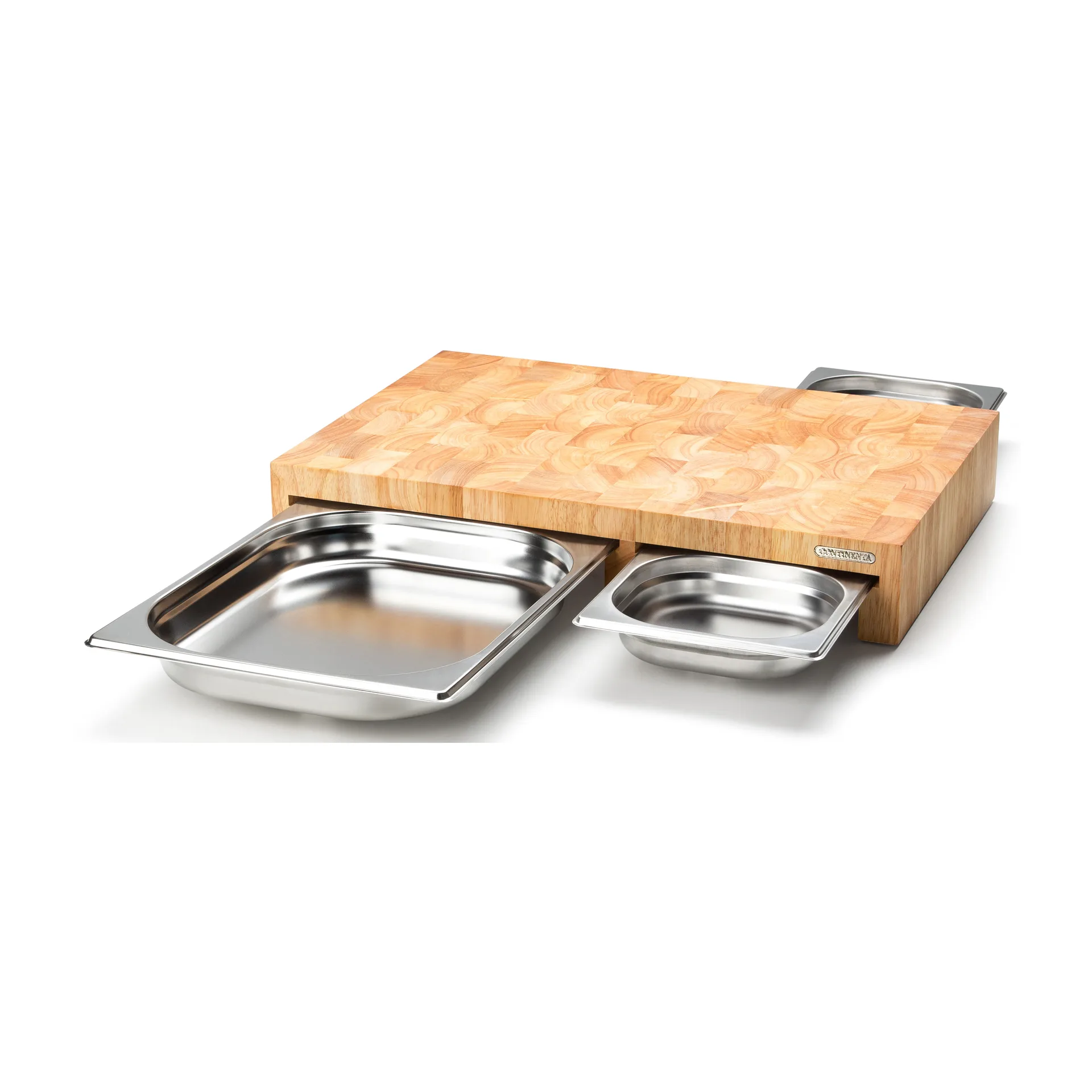 Schneidebrett Gummiholz mit 3 Blechen, 32 x 48cm Continenta