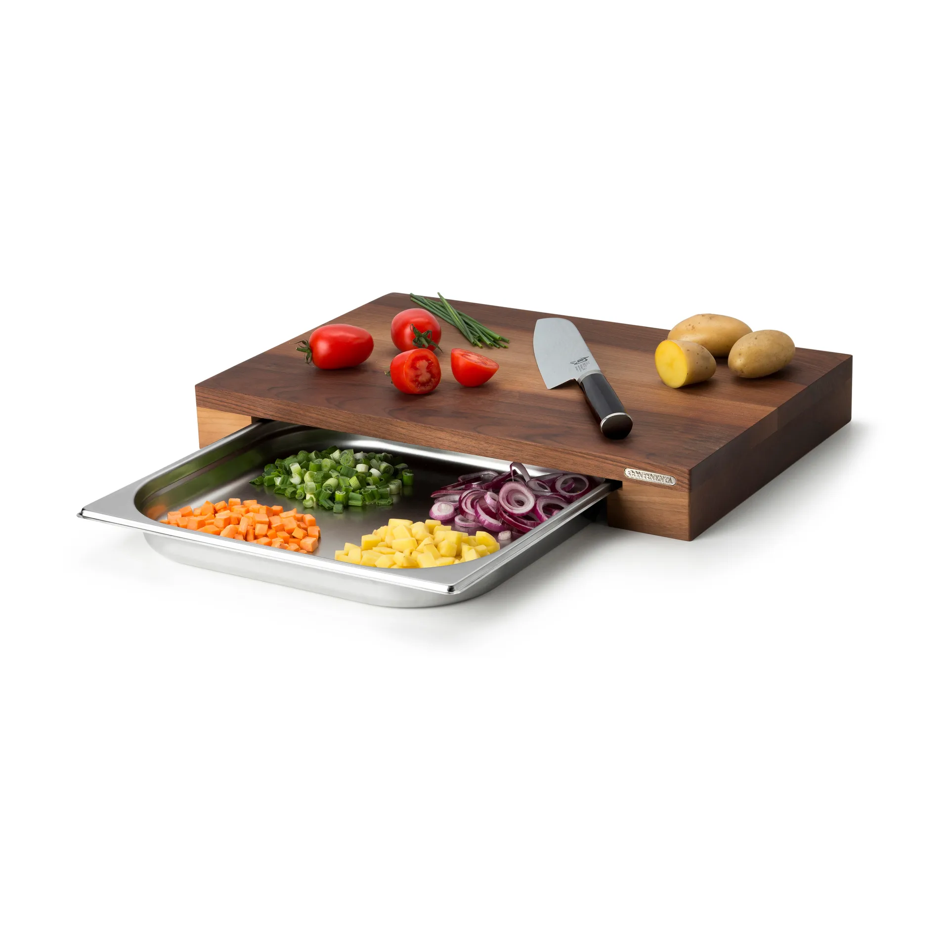 Schneidebrett Walnuss mit 1 Blech, 27 x 39cm Continenta
