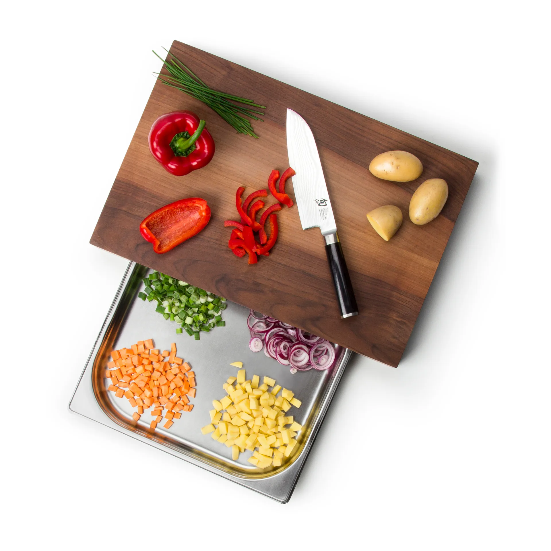 Schneidebrett Walnuss mit 1 Blech, 27 x 39cm Continenta