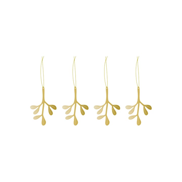 Cooee Weihnachtsanhänger Messing 4er Pack, Mistletoe Cooee Design