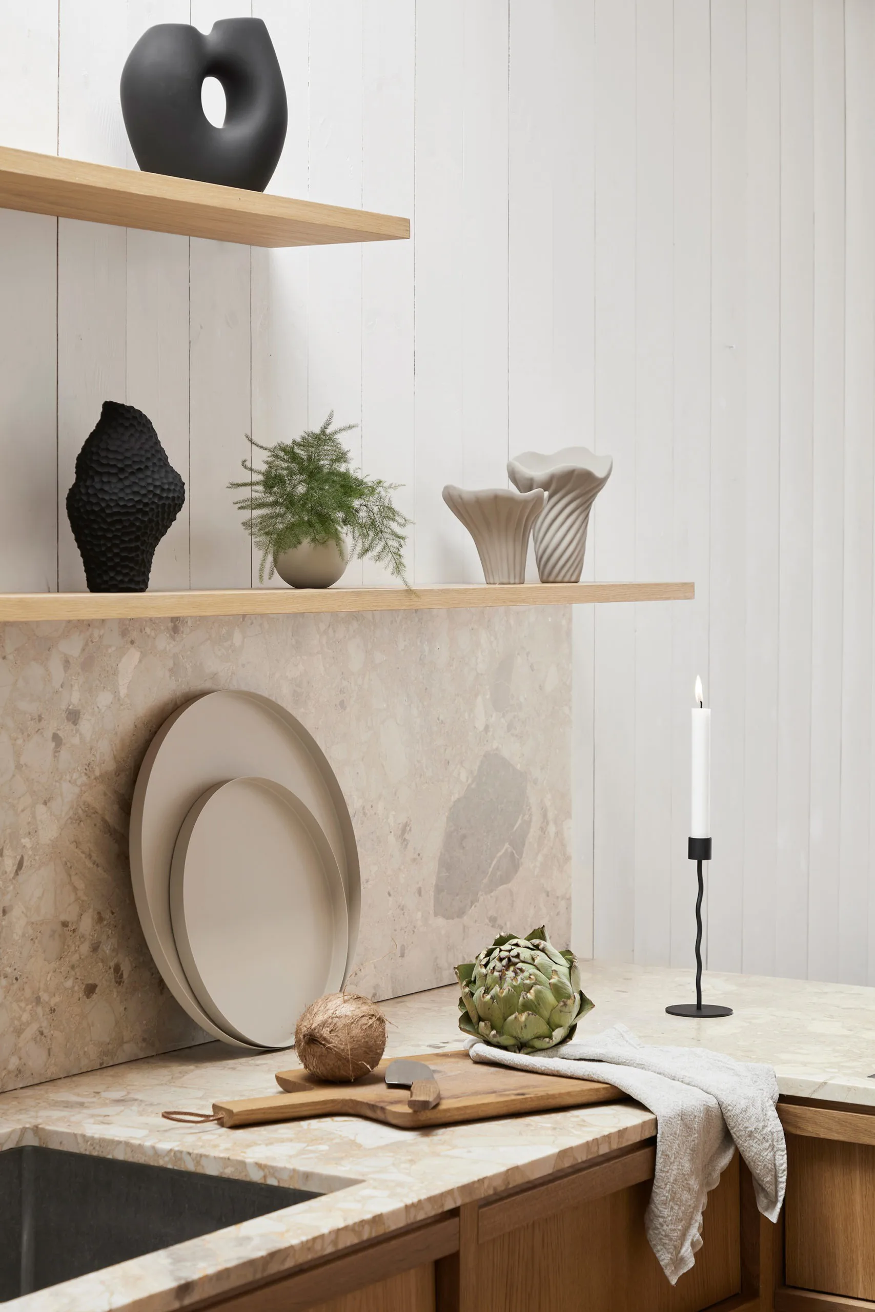 Curved Kerzenständer 26cm, Black Cooee Design
