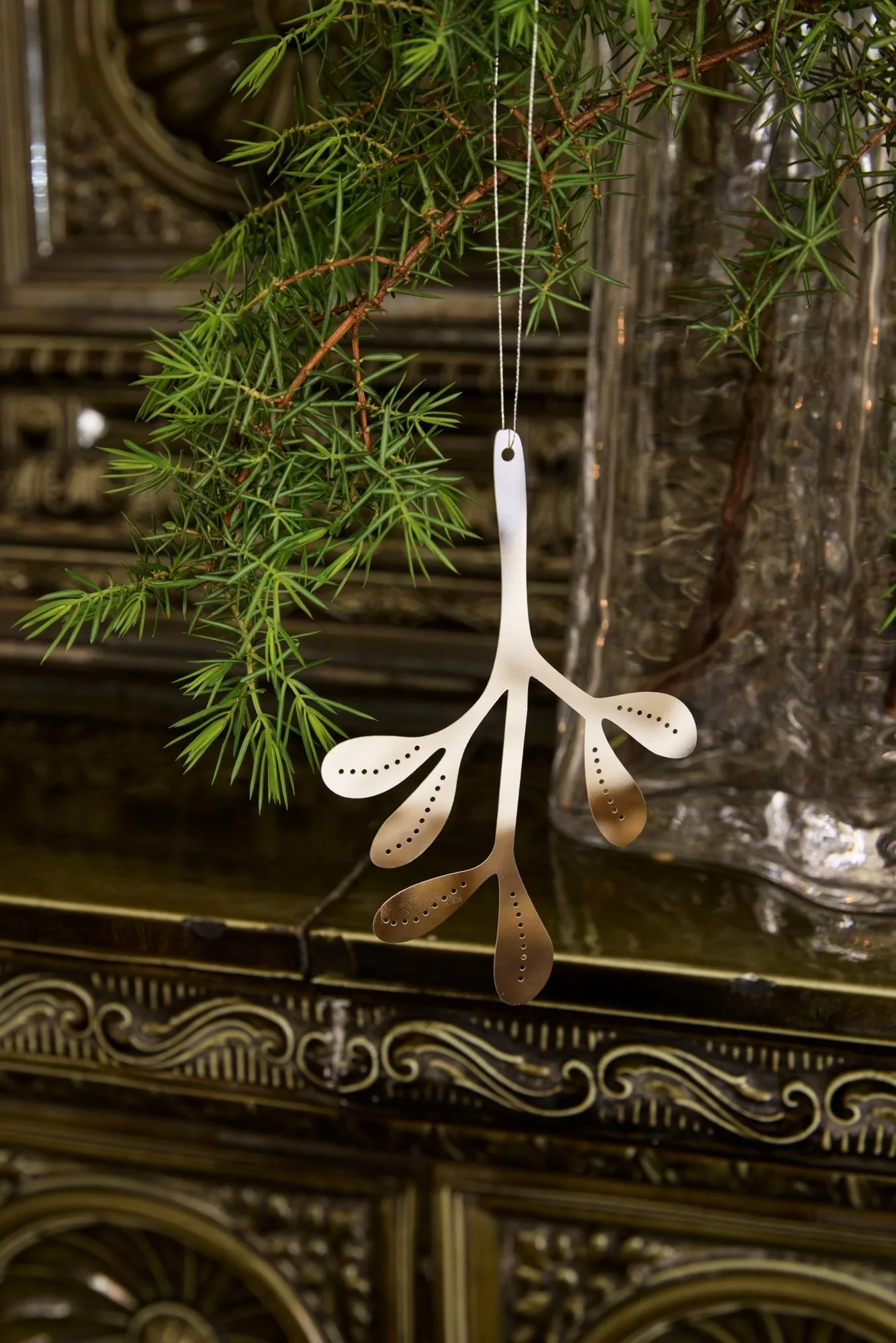 Mistletoe Weihnachtsanhänger 2-teilig, Rostfreier Stahl, 12 cm Cooee Design