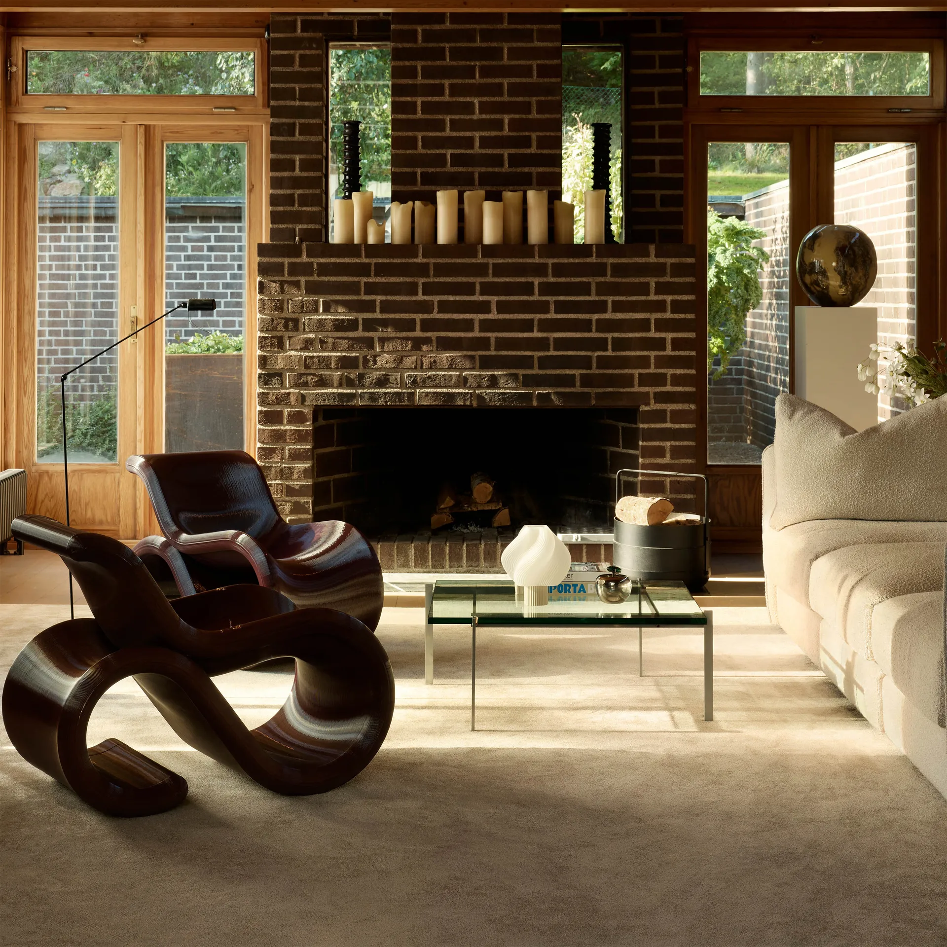 Éclair chair Loungesessel, Kirsche Crème Atelier