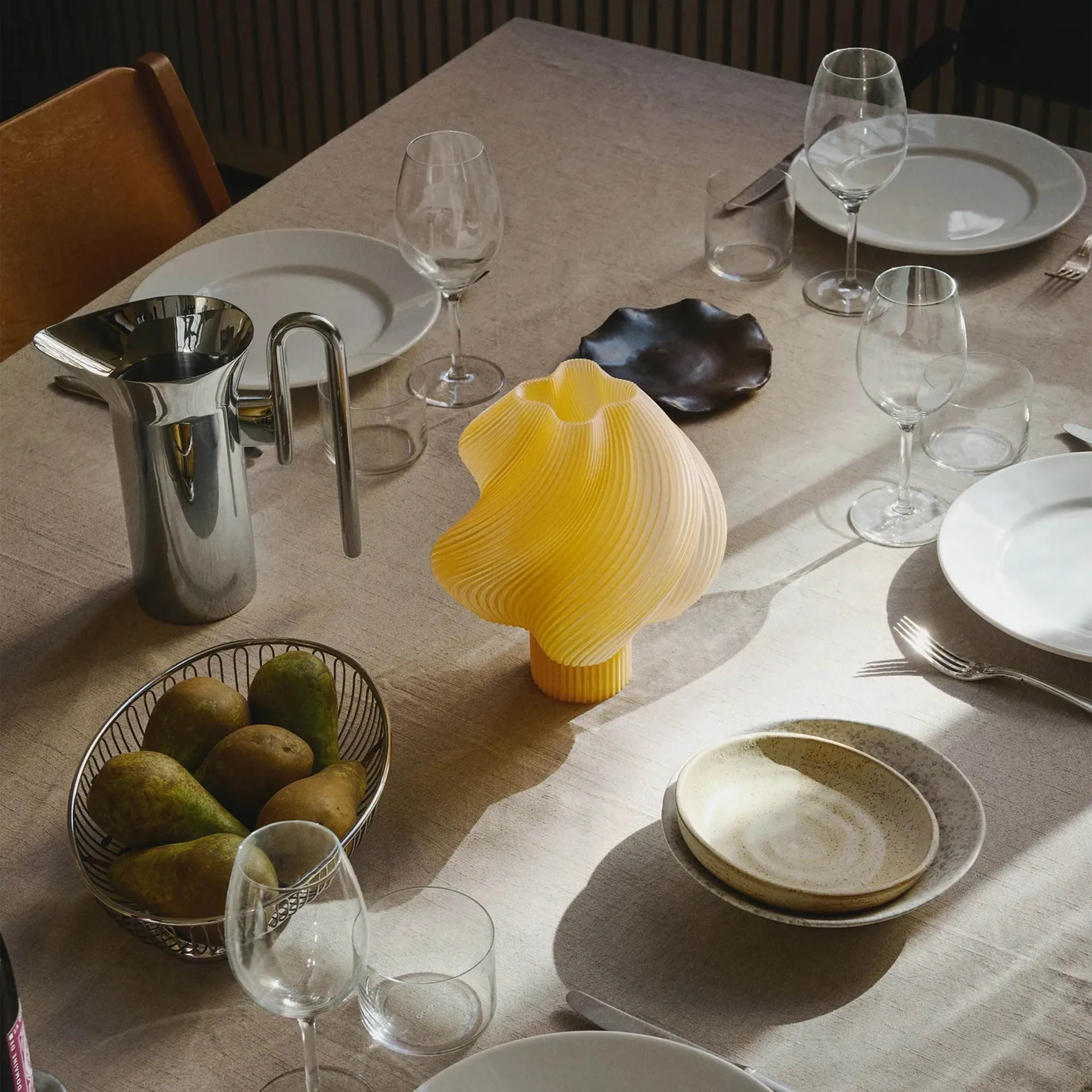 Soft Serve tragbare Tischleuchte, Limoncello Sorbet, 23 cm Crème Atelier