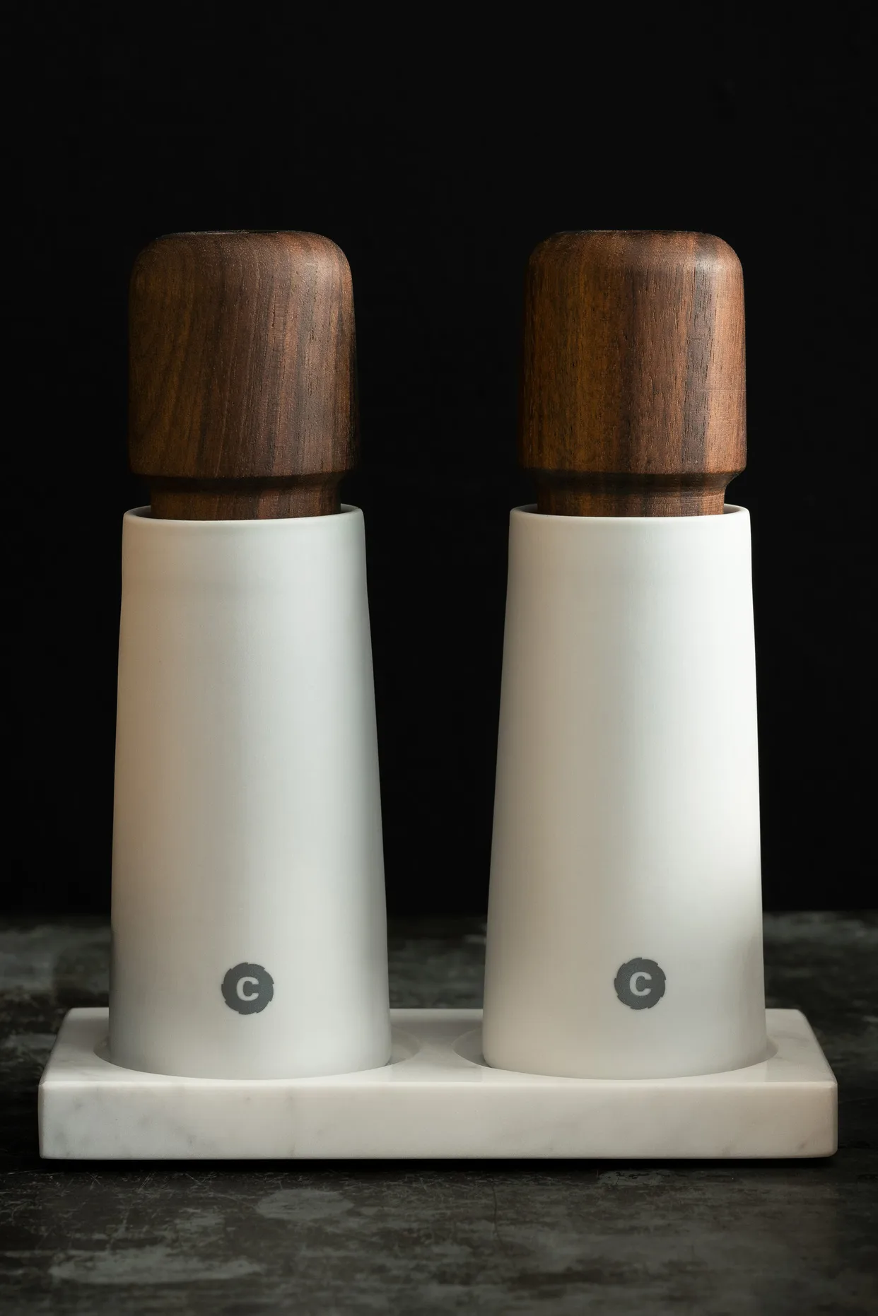 Tabletopper Gewürzmühlenständer, White marble Crushgrind