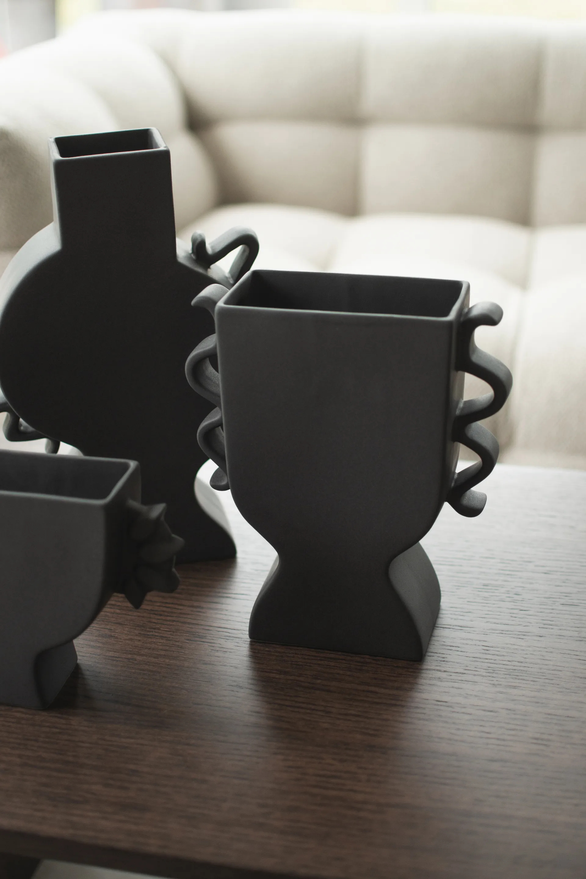 Flache Vase 25 cm, Black DBKD