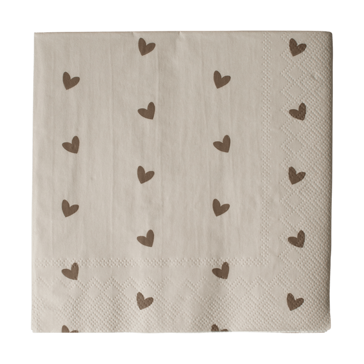 Heart Papierserviette 33x33 cm 20er-Pack - Brown-beige - DBKD