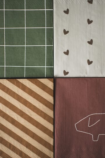 Heart Papierserviette 33x33 cm 20er-Pack - Brown-beige - DBKD